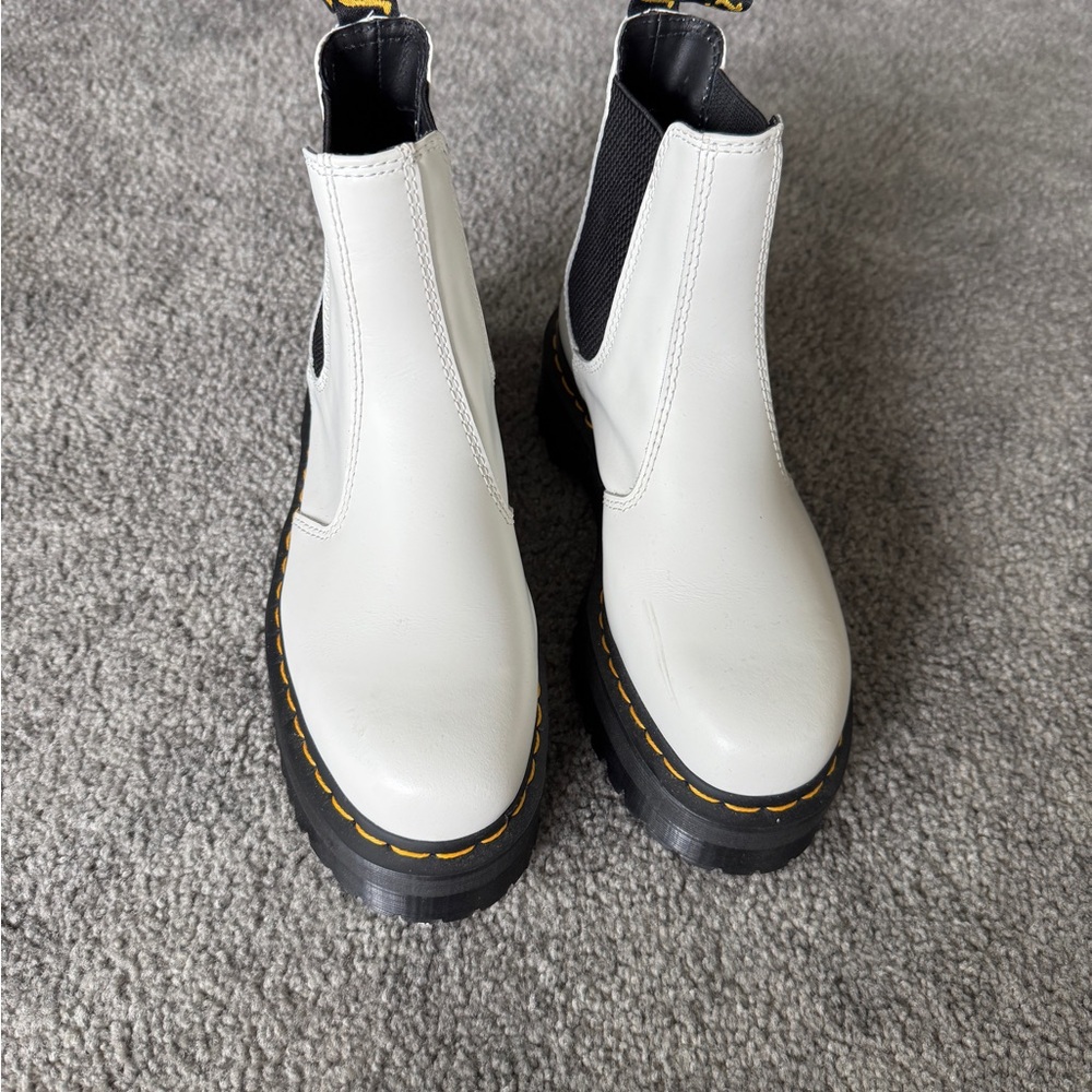 Dr. Martens 2976 Quad Platform White Ankle Boots